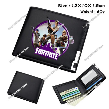 Fortnite Wallet Short Bifold Coin Bag Leather Photo Card Holder Student Wallets Boys Girls Cartoon Print Purses