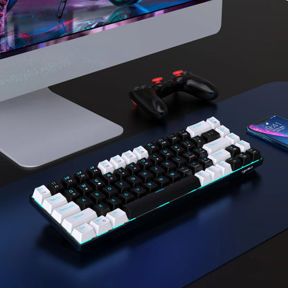 Hot sale HXSJ V800 68 key wired keyboard Hot swappable switch ergonomic ice blue backlight durability gaming mechanical keyboard