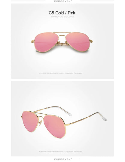 KINGSEVEN Pilot Alloy Sunglasses Polarization UV400 Anti-reflection Full Frame Parsnip Glasses Women Retro Luxury Eyewear