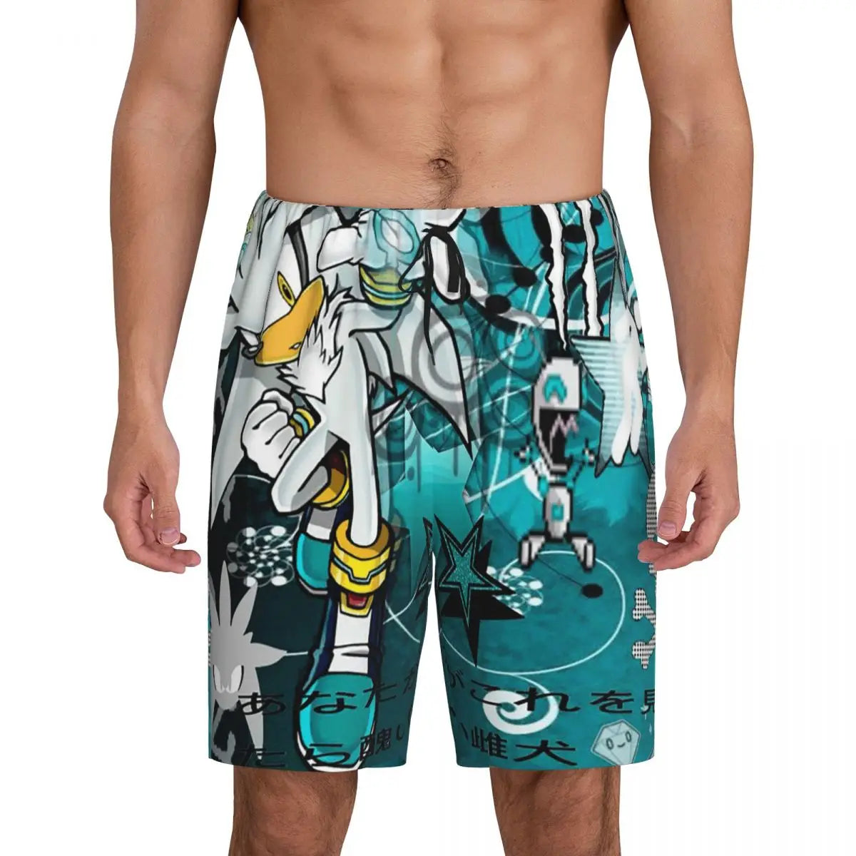 Pantalones cortos de pijama personalizados de Sonic the Hedgehog para hombre, para dormir y estar por casa