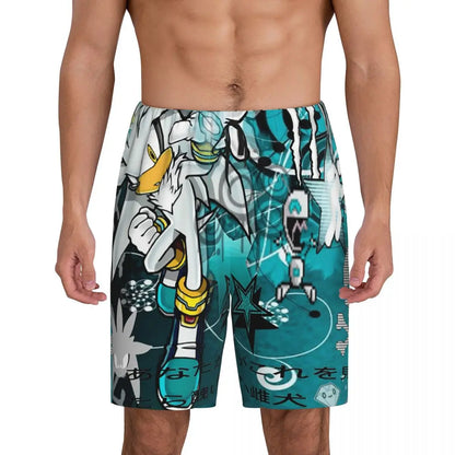 Pantalones cortos de pijama personalizados de Sonic the Hedgehog para hombre, para dormir y estar por casa