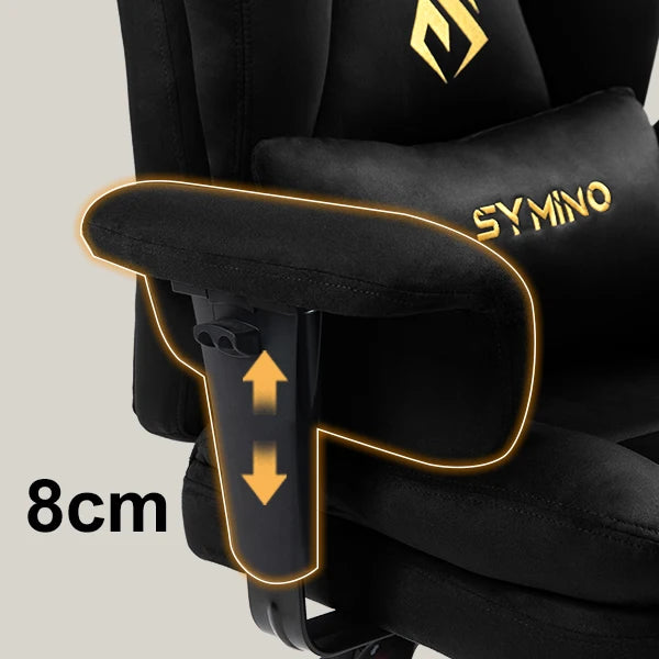 Symino Gaming Chair, Faux Suede Sofa-Style Office Chair with Footstool Height-Adjustable Office Chair, 130kg Capacity