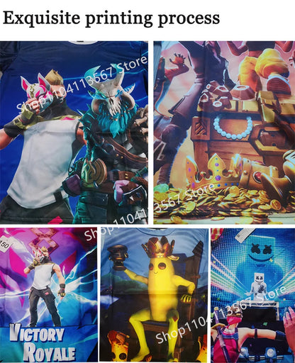 T-shirt 3D Fortnite Victory Game per bambini e neonati, stile Harajuku, top Battle Royale Hero carino per bambini, maschi e femmine