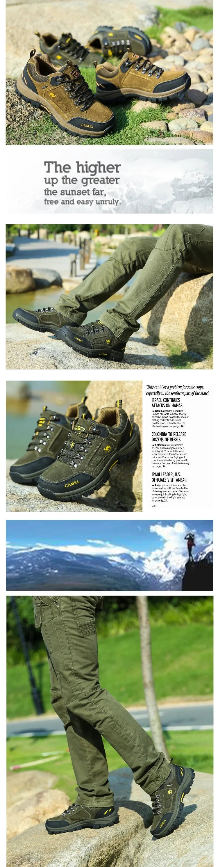 Suede Leather Men's Hiking Shoes Outdoor Trail Trekking Sneakers Men Non-slip Breathable Climbing Shoes Men's Mountain Sports Shoes