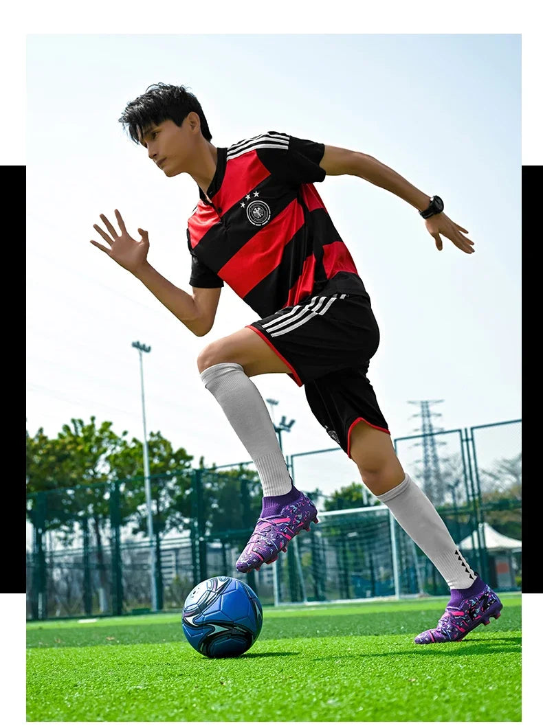 Chaussures de football pour hommes, chaussures de soccer professionnelles, chaussures de futsal d'extérieur, chaussures de soccer unisexes pour terrain synthétique, chaussures de soccer respirantes pour entraînement et mat