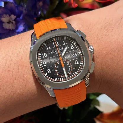 Specht & Söhne New Classic 5167 Men's Watch Orange Color Sapphire Crystal Rubber Strap Sports Male Quartz Watches 50M Waterproof