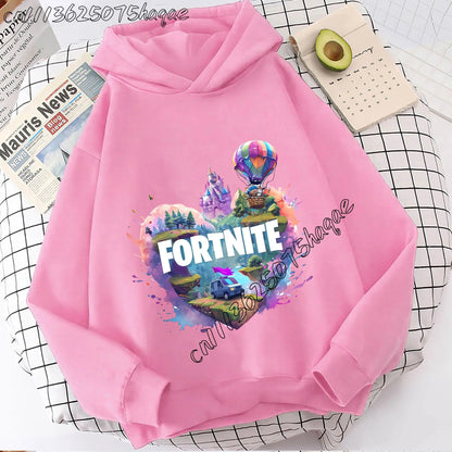 Casacos com capuz Fortnites para criança, sweatshirts anime Fortress Night, hoodies de jogo para primavera e outono, roupa desportiva infantil, presente