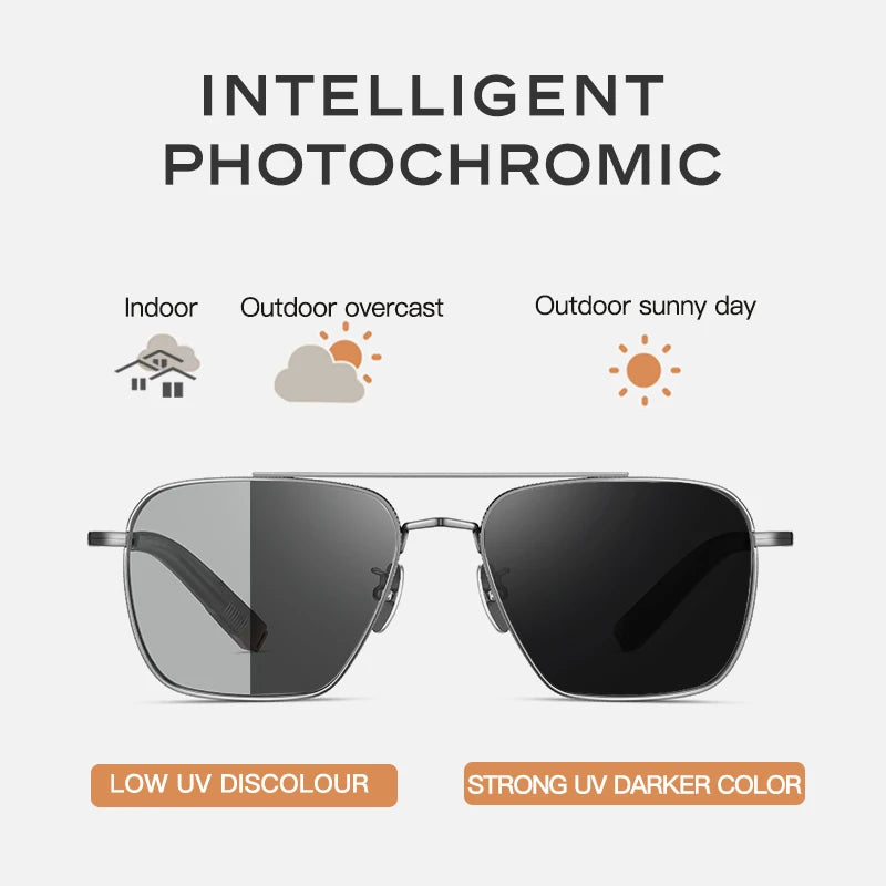 Ochelari de soare polarizați pentru bărbați CAPONI, Seiko, din titan pur, fotocromatici, pentru activități în aer liber și conducere, UV400, ochelari de soare de marcă originală BS50004
