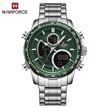 NAVIFORCE muški sportski sat – originalni luksuzni ručni sat od nehrđajućeg čelika, vodootporan model u vojničkom stilu s dvostrukim prikazom