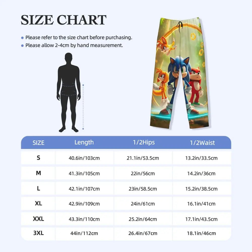 Pantalones de pijama personalizados para hombre con estampado «Soniced», con motivo de erizo, ropa de dormir, pantalones de estar por casa con bolsillos