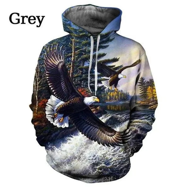 US Eagle Graphic Hoodie Men’s Clothing 3D Bald Eagle Printing Hoodies Women Pullovers Harajuku Fashion Y2K Tops Hoody Sweatshirts