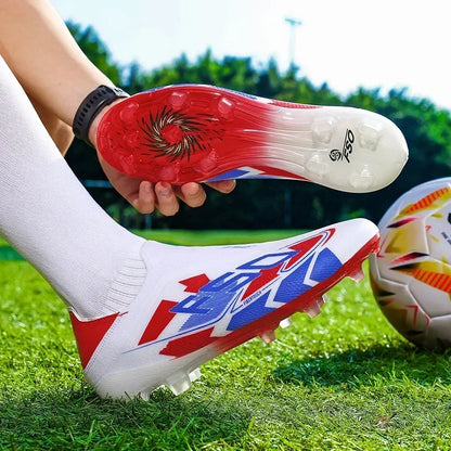 Nouvelles chaussures de football pour hommes, de haute qualité, très vendues, antidérapantes, mi-hautes, légères, pour l'extérieur, crampons de match, pour l'entraînement sur gazon.