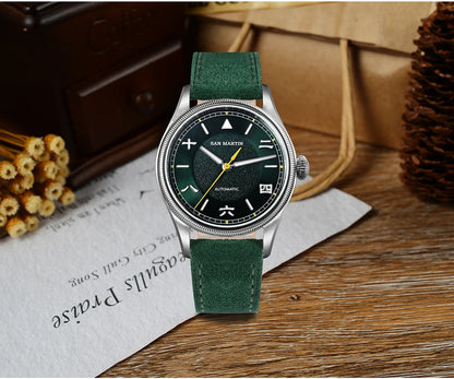 San Martin 39.5mm Men Pilot Watch YN55 Automatic Mechanical Aviation Watches Chinese Style Original Design SN0033 Field Watch