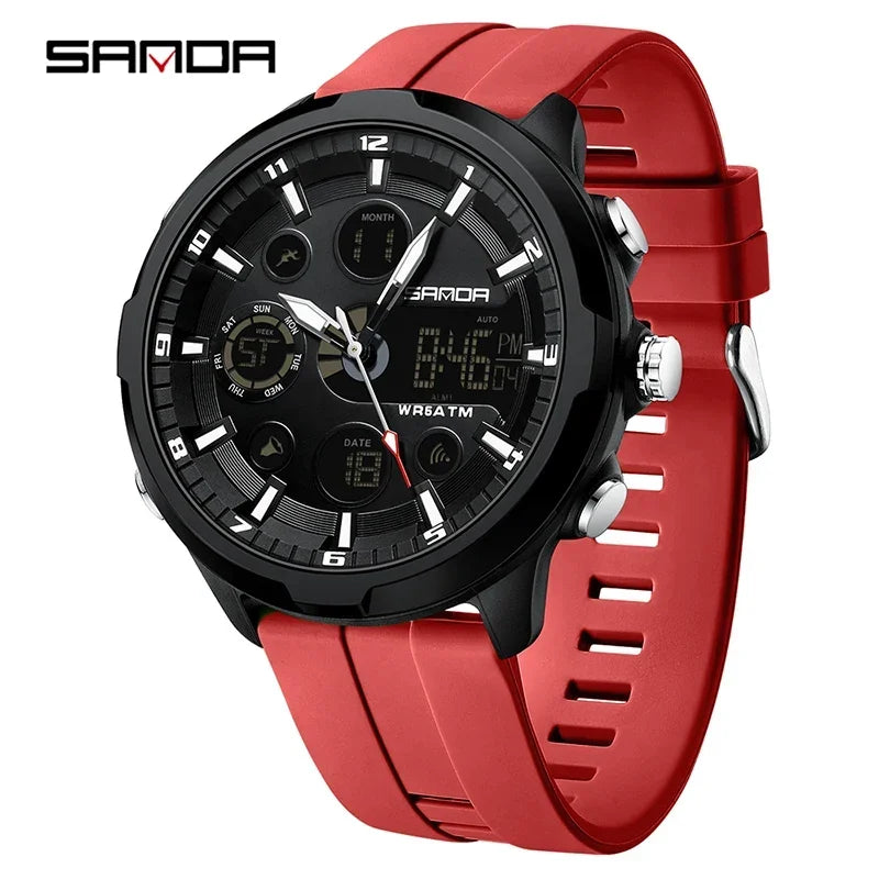 SANDA 9053 G Sportieve militaire herenhorloges Luxe digitaal horloge 50 m waterdicht quartz-polshorloge voor mannen Relogios Masculino