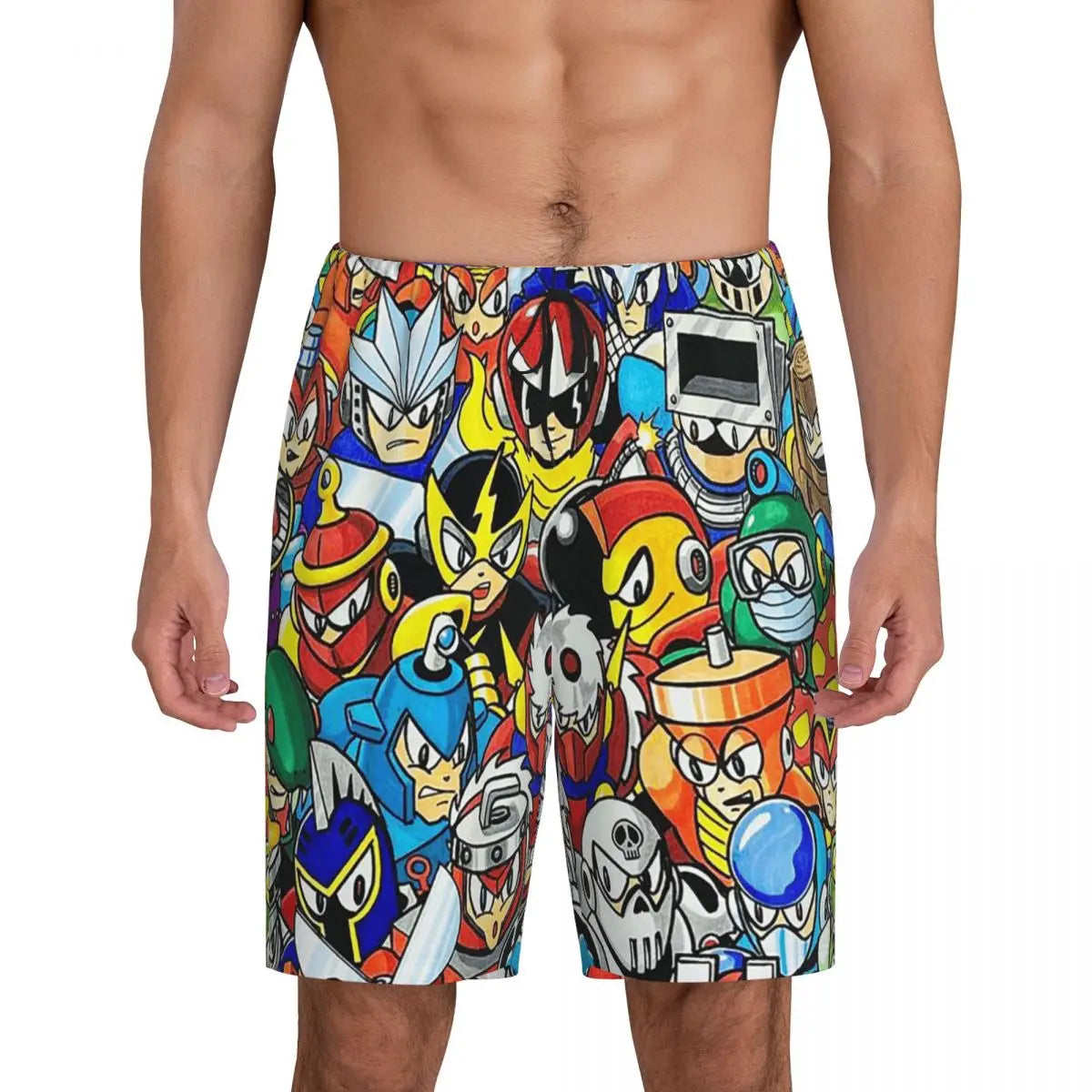 Pantalones cortos de pijama personalizados de Mega Man, para hombre, ropa de dormir, pantalones cortos de estar por casa, pantalones para dormir