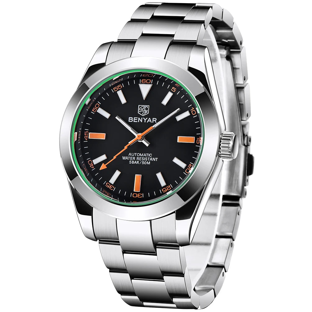 BENYAR 2026 New Mens Watches Top Brand Luxury Watch Men Automatic Mechanical Waterproof 50M Luminous Sports Wristwatch for Men