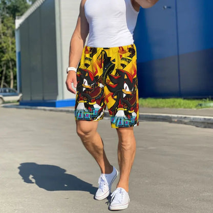 Pantalones cortos de pijama personalizados de Sonic the Hedgehog para hombre, para dormir y estar por casa
