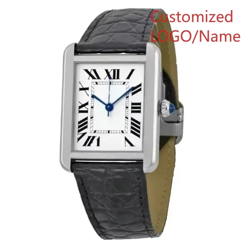 A11 Store Customized Watch  Mens Womens Quartz Movement Watches for Tanks Relogio Masculino Black Leather Female Ladies