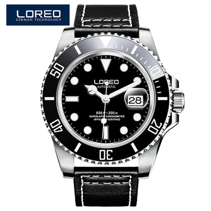 LOREO Original Men's Business Watch 20ATM Waterproof Wristwatch Top Brand Casual Sport Seagull Automatic Mechanical Watch Men
