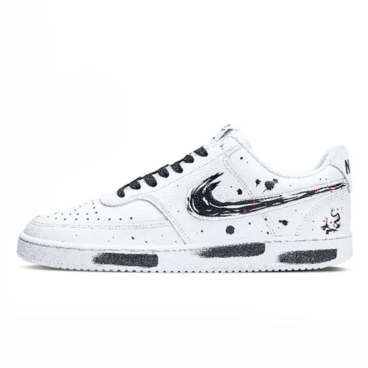 Sneakers personalizzate Nike Court Vision 1 Low, effetto "ink wash" e "splatter" in stile cinese, resistenti all'usura, scarpe da skate da uomo