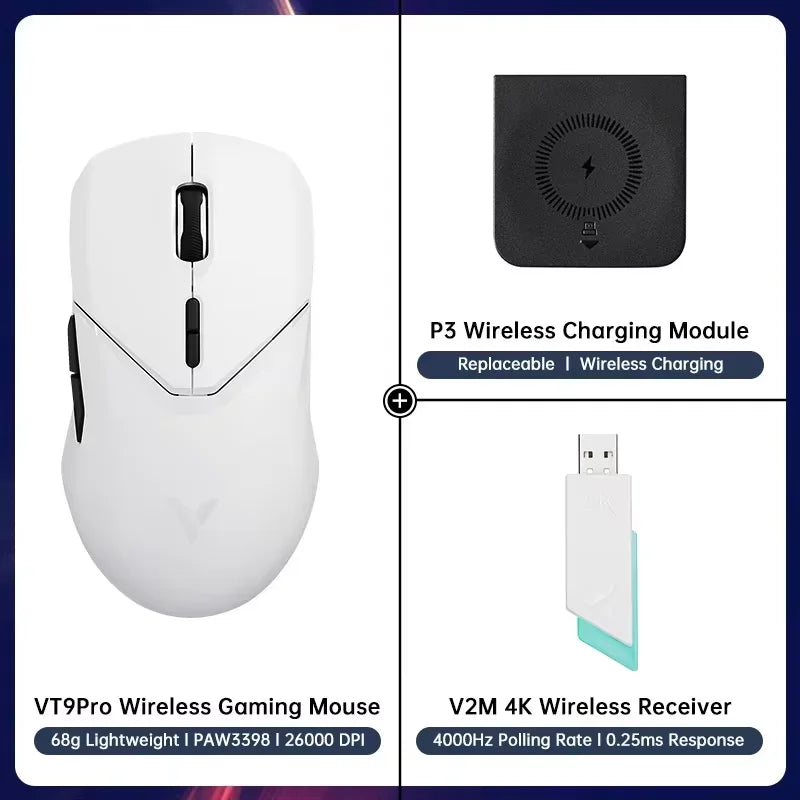 Rapoo VT9PRO PAW3398 Wireless Gaming Mouse 68g Wired Programmable Ergonomic Mice 26000DPI Type C Rechargeable PC Gamer Accessory