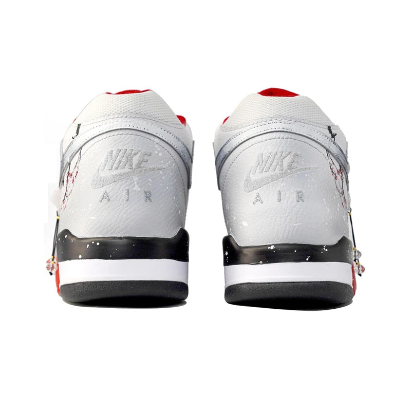 Räätälöidyt Nike Flight Legacy Plum Blossom -lenkkarit, lumivalkoiset, kiinalaistyyliset retro-koripallokengät, keskikorkeat, riipuksella, miehille
