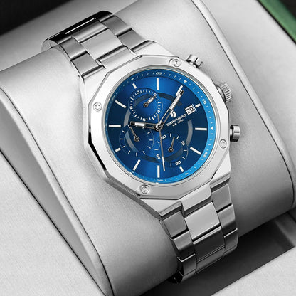 SAPPHERO Roségouden herenhorloge, modieus luxe horloge, roestvrijstalen horloge, waterdicht tot 50 m, herenhorloge, nieuwjaarscadeaus