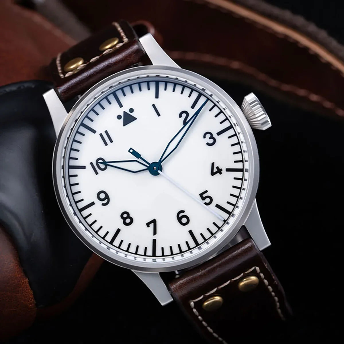 Hruodland 2025 New Pilot Men's Automatic Mechanical Watch PT5000 Sapphire Luminous C3 Stainless Steel Waterproof 10Bar Watch