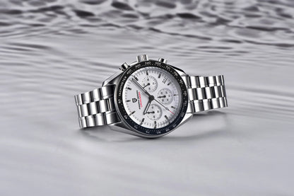 Montre pour homme PAGANI DESIGN (nouveau modèle V5 PD1701) – Chronographe sportif de type « Speed » à quartz, verre saphir avec traitement antireflet, étanche jusqu'à 100 mètres.
