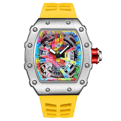 Coole herenhorloges Luxe modieuze siliconen tonvormige horloges Skelet waterdichte kwarts polshorloges Klok Relogio Masculino