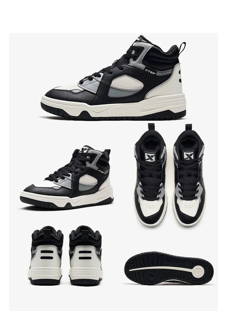 Xtep Skateboarding Shoes Men Wear-Resistant Comfortable Fashion Sport Shoes Shock Absorption High Top Sneakers 877419310024