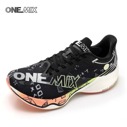 ONEMIX Nové nylonové běžecké boty s karbonovou deskou pro maraton a závody – tlumící nárazy, profesionální stabilní opora, ultralehké tenisky s odrazem