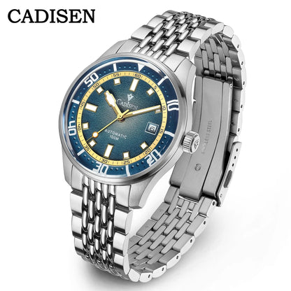CADISEN Automatic Mechanical Watch Men's Silver Business Casual Waterproof Watch Japan MIYOTA 8215 Movement Domed Glass Men's Watch