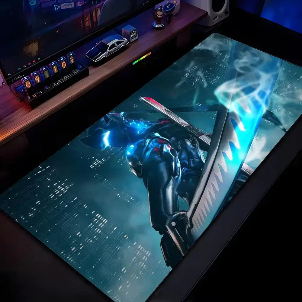 Mouse Pad Overwatch Genji με Εκτύπωση HD για Gamers, Ραμμένες Άκρες, Αντιολισθητικό, XXL90x40cm, Pad Γραφείου για Πληκτρολόγιο και PC