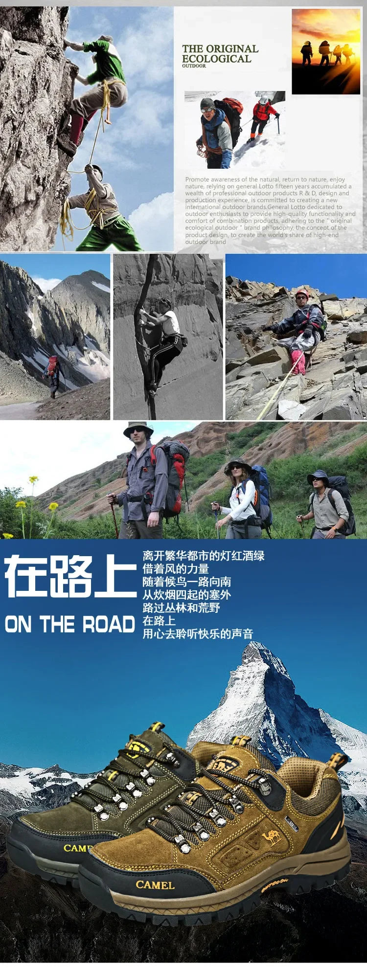 Suede Leather Men's Hiking Shoes Outdoor Trail Trekking Sneakers Men Non-slip Breathable Climbing Shoes Men's Mountain Sports Shoes