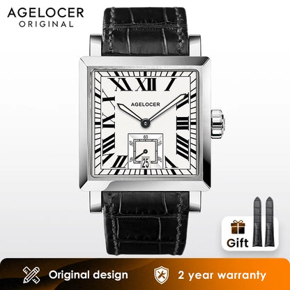 AGELOCER Original Codex Watch Men's Square Business Formal Automatic Mechanical Watch Birthday Gift for Men
