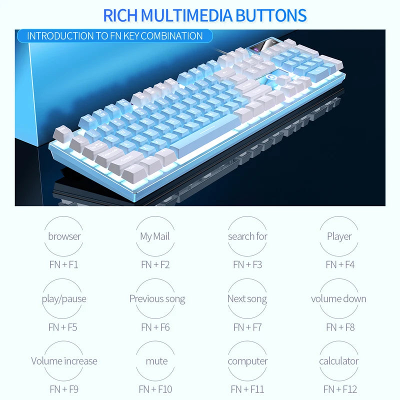 Wired USB Gaming Keyboard with Backlight, 104 Key Gamer Keyboard for Computer/Laptop/PC, Ergonomic Design, Office Gaming Accessory