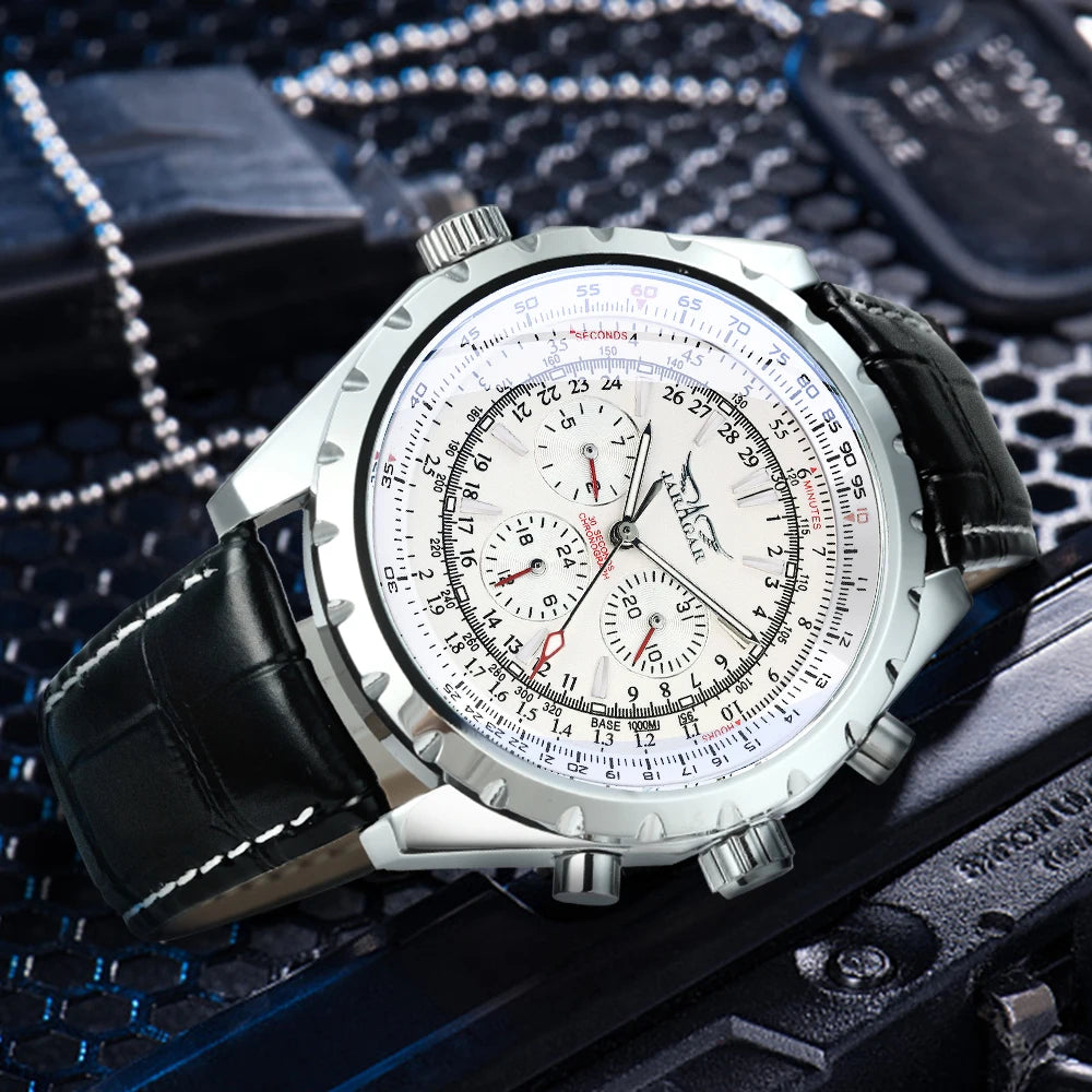 JARAGAR 212 Relógio mecânico automático para homem, estilo empresarial de luxo, com calendário semanal, relógio para homem, presente premium, Reloj Hombre
