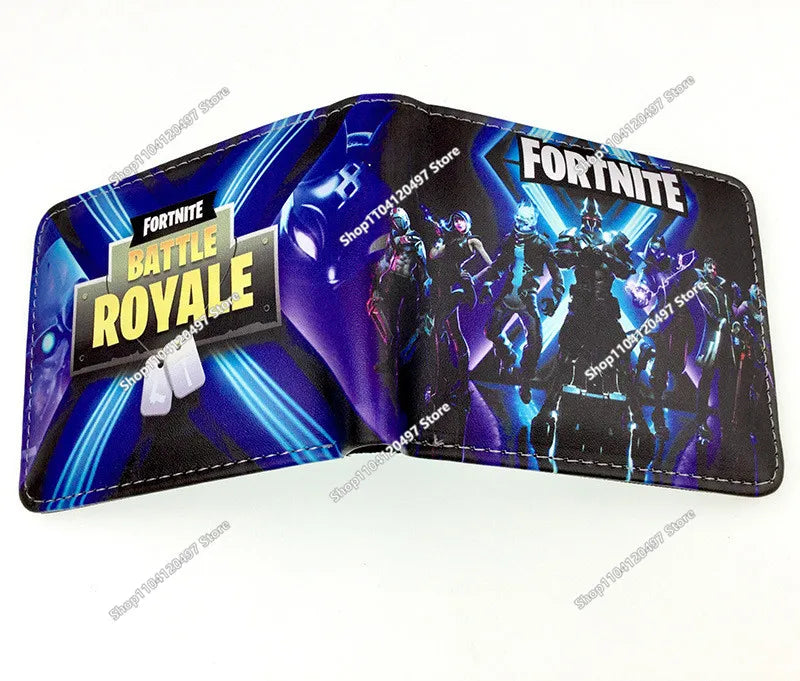 Fortnite Wallet Short Bifold Coin Bag Leather Photo Card Holder Student Wallets Boys Girls Cartoon Print Purses