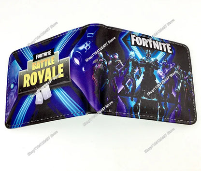 Fortnite Wallet Short Bifold Coin Bag Leather Photo Card Holder Student Wallets Boys Girls Cartoon Print Purses