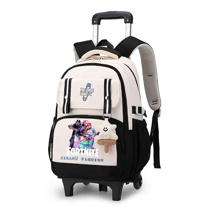 Fortnite Student Rolling Backpack Large Capacity Waterproof Lightweight Design Minimalist Laptop School Bag Casual Travel Bag