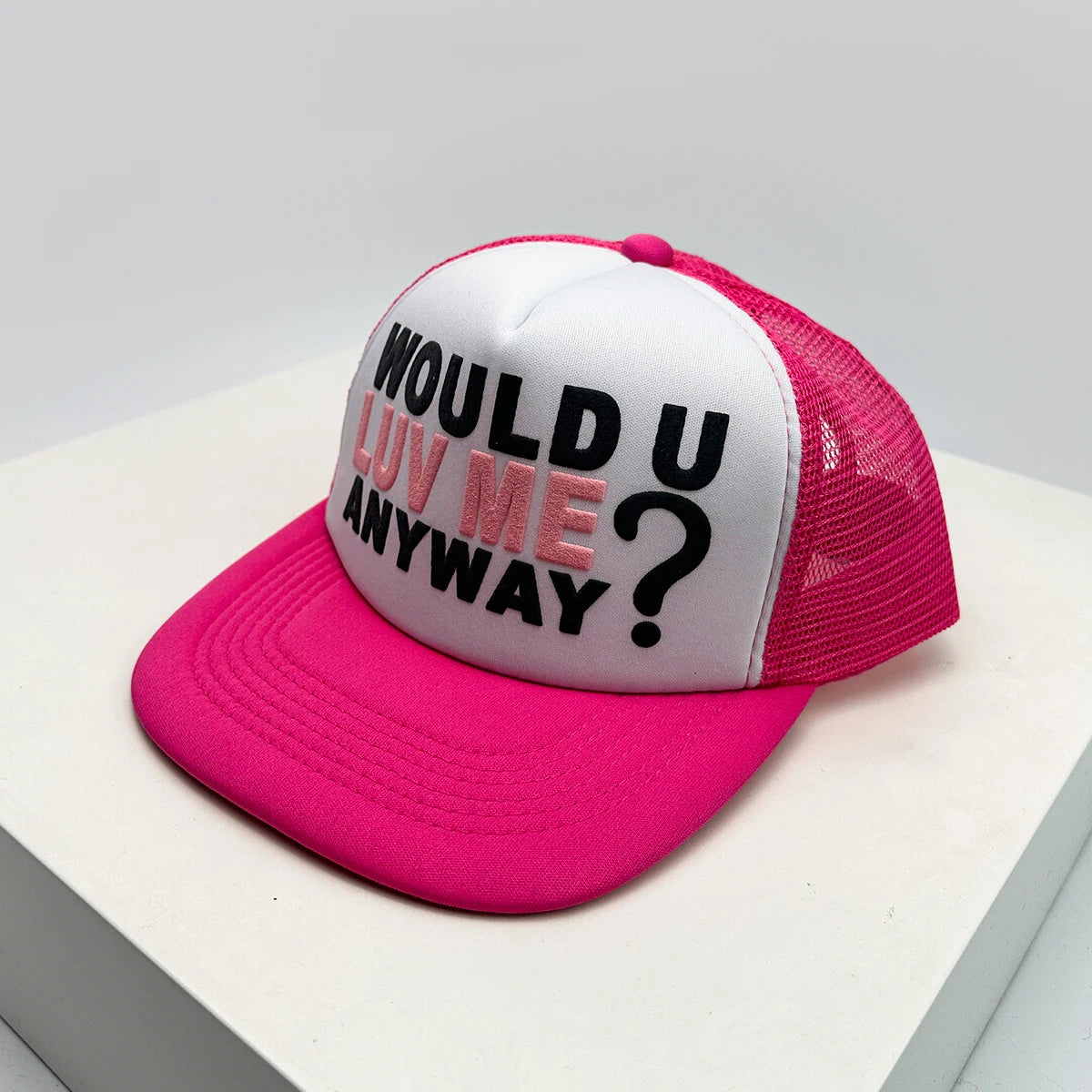 Gorras de béisbol unisex con bloques de color, letras estampadas y bordadas, estilo hip hop, de malla transpirable, con visera para el sol, gorras de camionero urbanas y versátiles