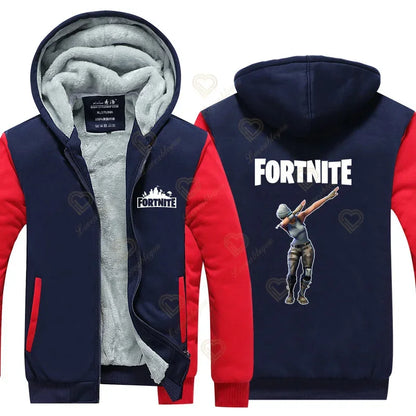 New Arrival Fortnite Men Cool Sweatshirt Battle Game Coat Winter Thick Fleece Warm Zipper Harajuku Hoodie Streetwear