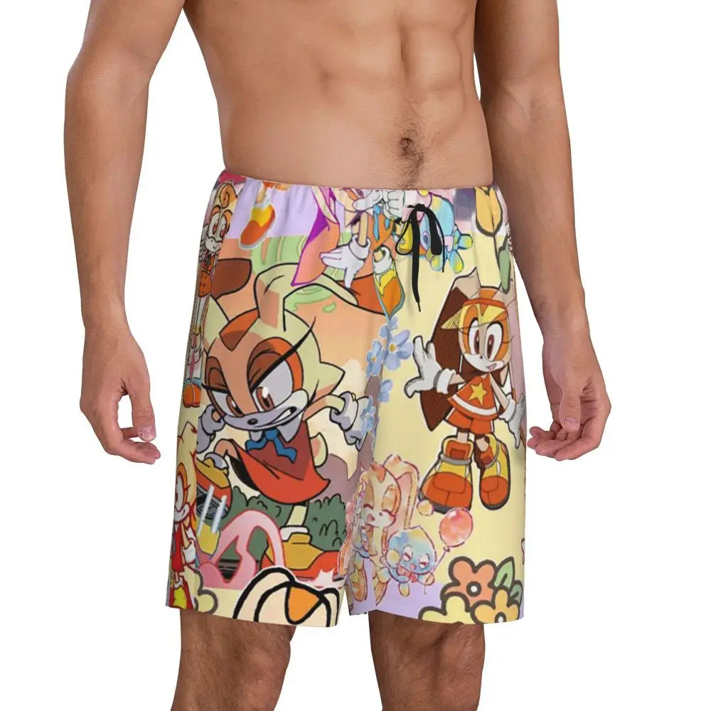 Pantalones cortos de pijama personalizados de Sonic the Hedgehog para hombre, para dormir y estar por casa