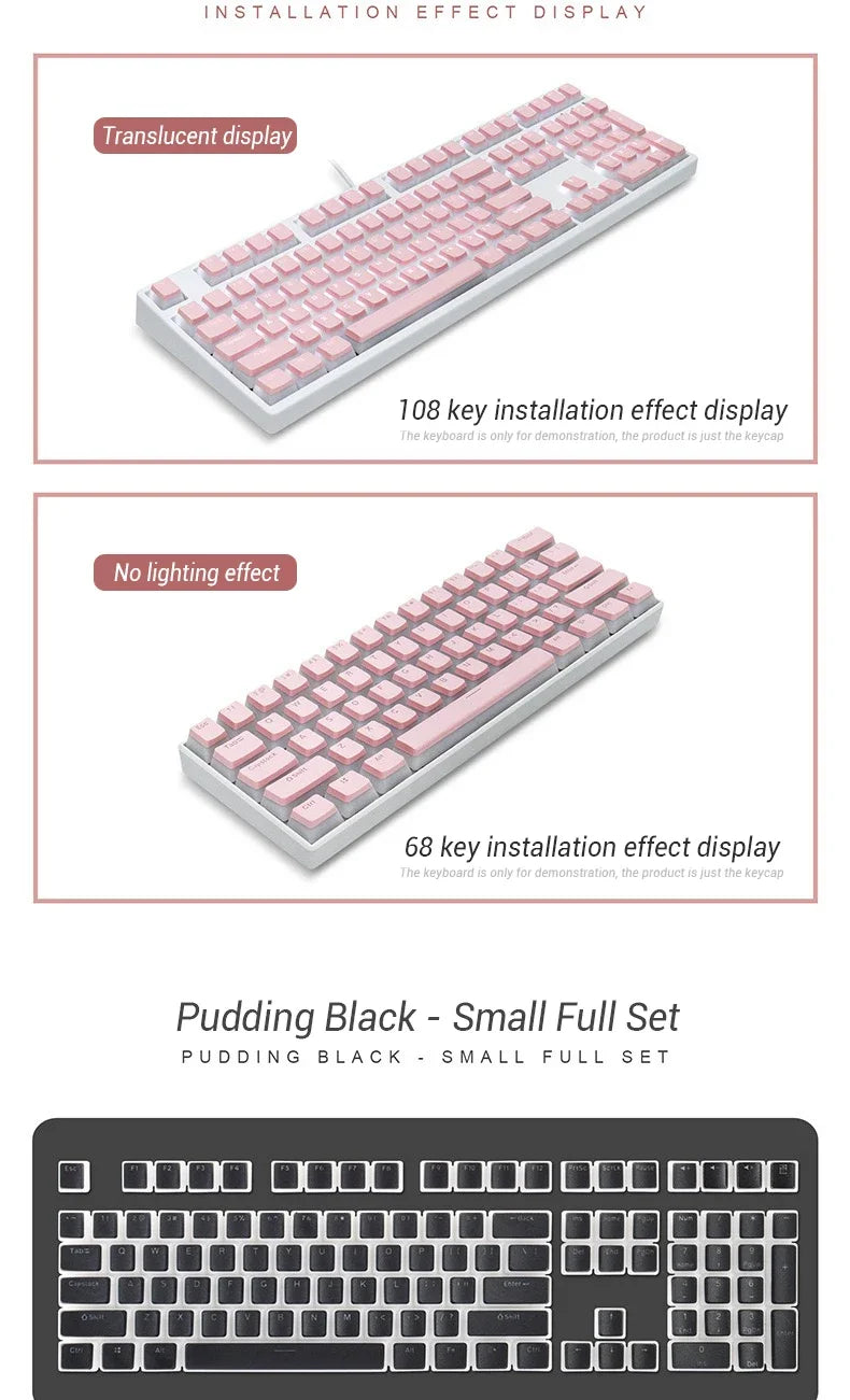 129 Keys PBT Double Shot ISO Layout Keycap Pudding Keycaps For Mx Switch Mechanical Keyboard OEM Profile RGB backlit Key Caps