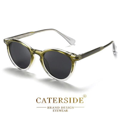 CATERSIDE Round Polarized Sunglasses Men Propionic High Quality Sun Glasses Women Punk Outdoor Driving Fishing Eyewear UV400