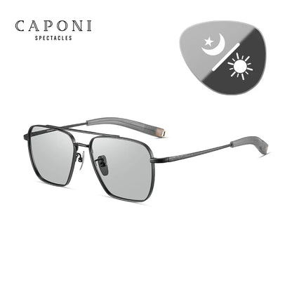 Ochelari de soare polarizați pentru bărbați CAPONI, Seiko, din titan pur, fotocromatici, pentru activități în aer liber și conducere, UV400, ochelari de soare de marcă originală BS50004