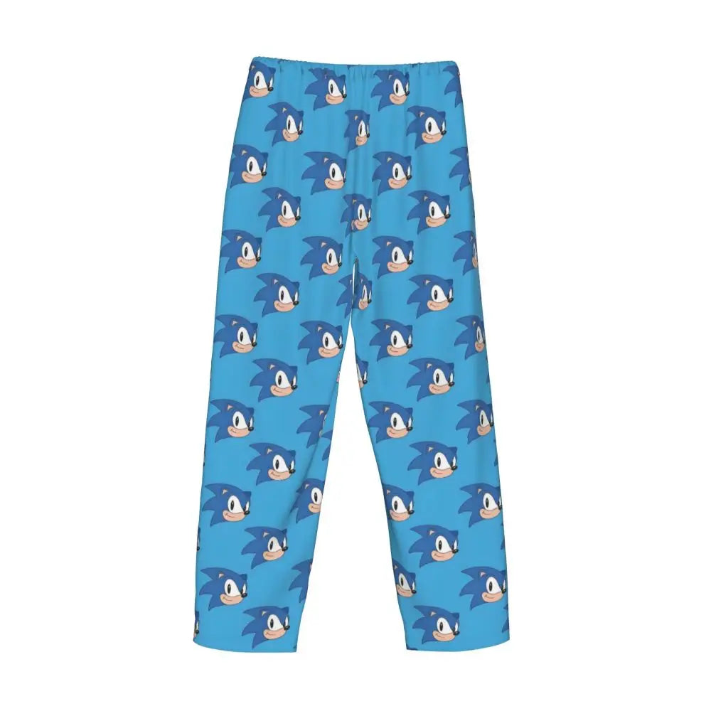 Pantalones de pijama personalizados para hombre con estampado «Soniced», con motivo de erizo, ropa de dormir, pantalones de estar por casa con bolsillos