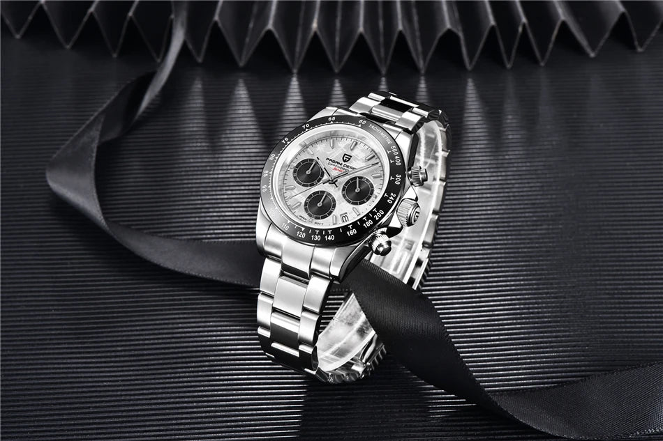 PAGANI DESIGN V2 40MM Meteorite Dial Men Quartz Watches Sapphire Retro Chronograph Waterproof Watch For Men