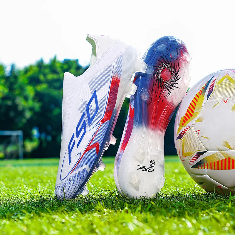 Nouvelles chaussures de football pour hommes, crampons pour terrain en herbe, de haute qualité, antidérapantes, légères, mi-hautes, pour les matchs en extérieur, chaussures de sport, très vendues pour l'entraînement.